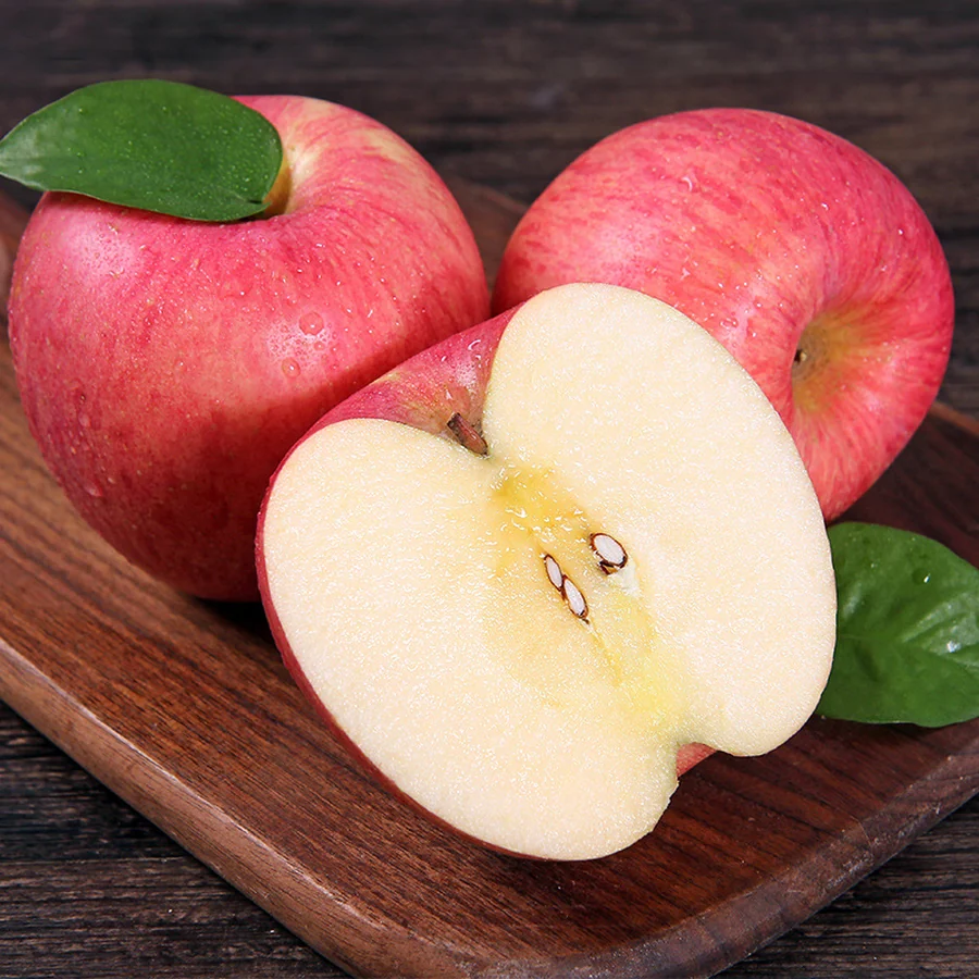 Freshly cut Fuji apple