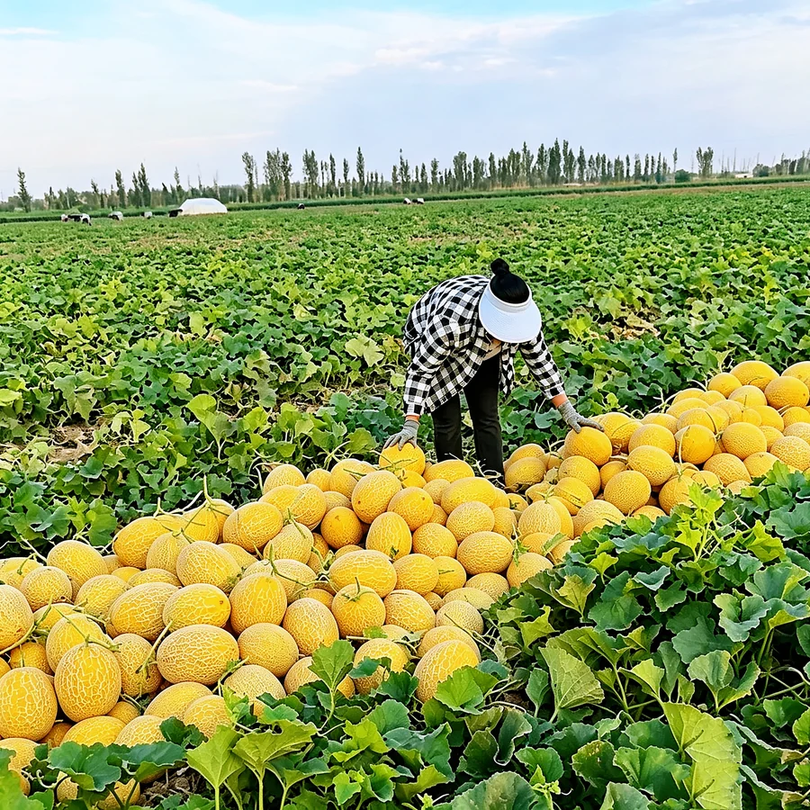 Hami melon field harvest